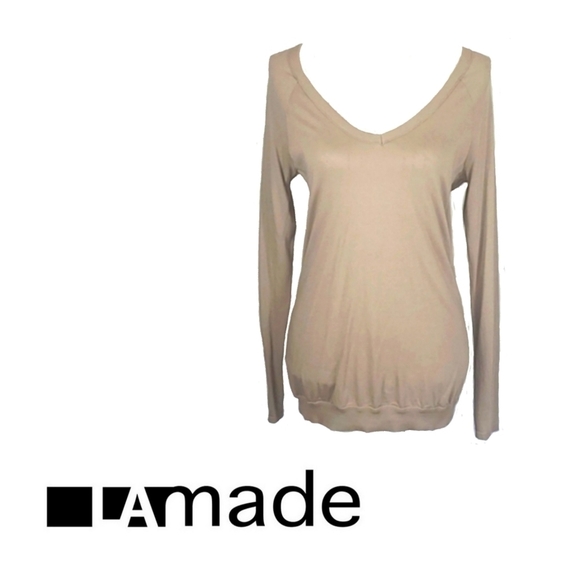 LA Made Open-Back Cotton and Micromodal Blend Longsleeve Top in Beige, S… - Picture 5 of 5